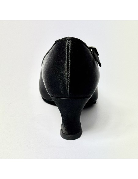 Scarpa da ballo donna da sala standard liscio punta chiusa raso nero suola bufalo tacco 50