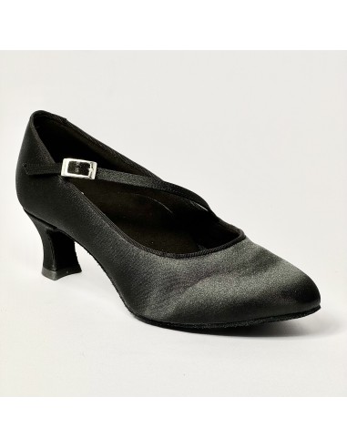 Scarpa da ballo donna da sala standard liscio punta chiusa raso nero suola bufalo tacco 50