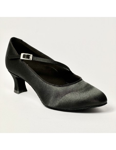 Scarpa da ballo donna da sala standard liscio punta chiusa raso nero suola bufalo tacco 50
