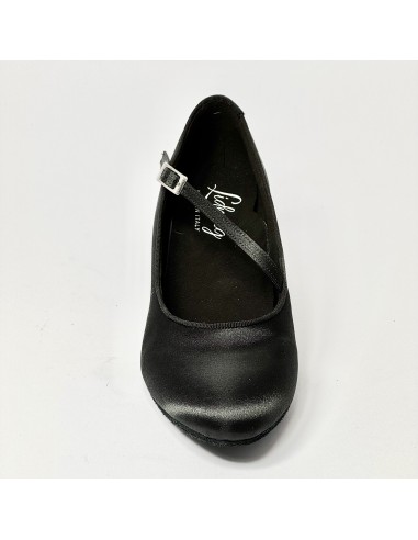 Scarpa da ballo donna da sala standard liscio punta chiusa raso nero suola bufalo tacco 50