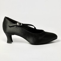 Scarpa da ballo donna da sala standard liscio punta chiusa raso nero suola bufalo tacco 50