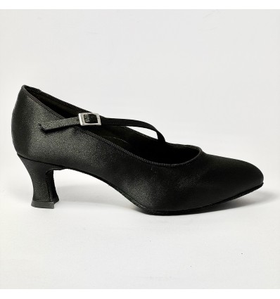 Scarpa da ballo donna da sala standard liscio punta chiusa raso nero suola bufalo tacco 50