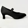 Scarpa da ballo donna ballo da sala standard liscio punta chiusa camoscio tessuto traspirante nero suola bufalo tacco 60