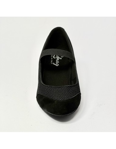 Scarpa da ballo donna ballo da sala standard liscio punta chiusa camoscio tessuto traspirante nero suola bufalo tacco 60