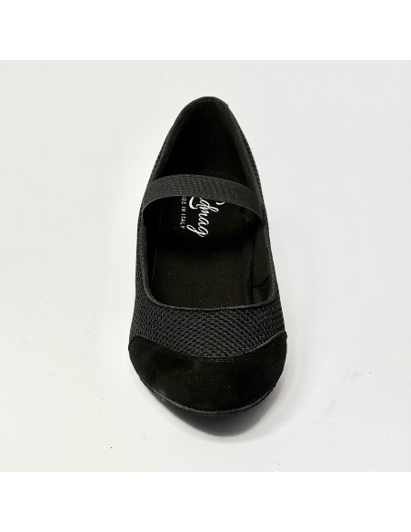 Scarpa da ballo donna ballo da sala standard liscio punta chiusa camoscio tessuto traspirante nero suola bufalo tacco 60