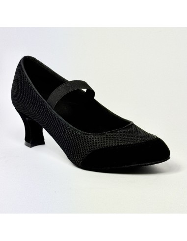 Scarpa da ballo donna ballo da sala standard liscio punta chiusa camoscio tessuto traspirante nero suola bufalo tacco 60