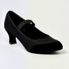 Scarpa da ballo donna ballo da sala standard liscio punta chiusa camoscio tessuto traspirante nero suola bufalo tacco 60
