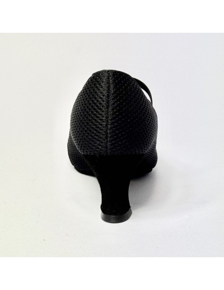 Scarpa da ballo donna ballo da sala standard liscio punta chiusa camoscio tessuto traspirante nero suola bufalo tacco 60