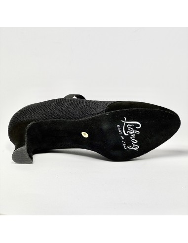 Scarpa da ballo donna ballo da sala standard liscio punta chiusa camoscio tessuto traspirante nero suola bufalo tacco 60
