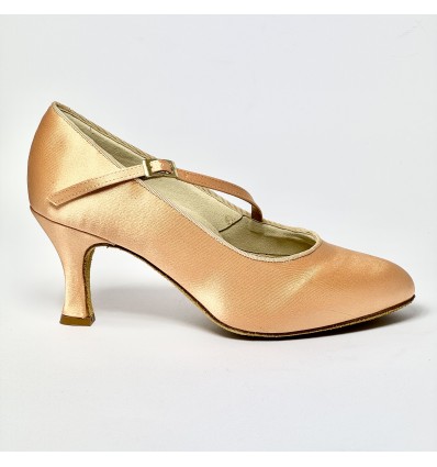 Scarpa da ballo donna ballo da sala standard punta chiusa raso carne suola bufalo tacco 70 rocchetto