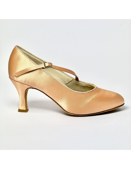 Scarpa da ballo donna ballo da sala standard punta chiusa raso carne suola bufalo tacco 70 rocchetto