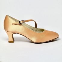 Scarpa da ballo donna standard cinturino trasversale raso carne suola bufalo tacco 50 rocchetto