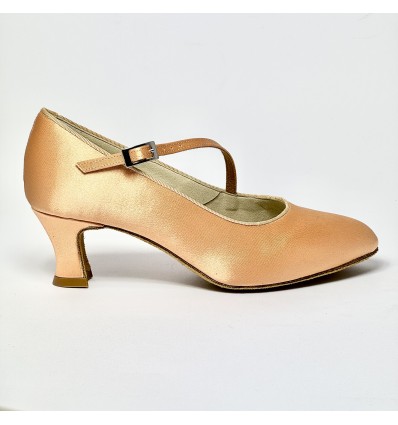 Scarpa da ballo donna standard cinturino trasversale raso carne suola bufalo tacco 50 rocchetto