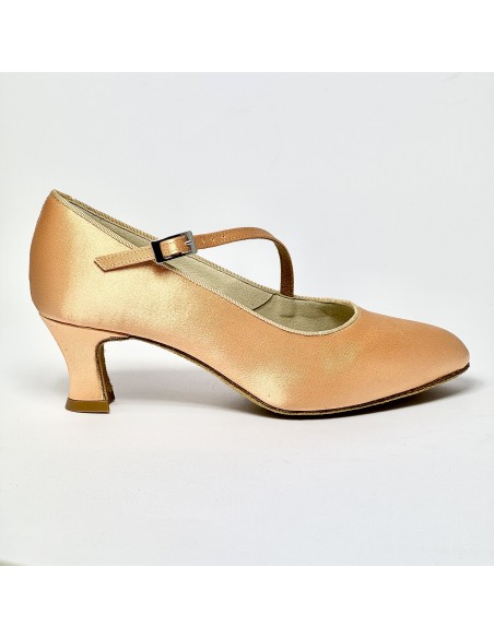 Scarpa da ballo donna standard cinturino trasversale raso carne suola bufalo tacco 50 rocchetto