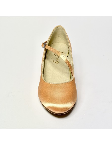 Scarpa da ballo donna standard cinturino trasversale raso carne suola bufalo tacco 50 rocchetto