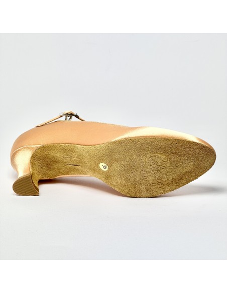 Scarpa da ballo donna standard cinturino trasversale raso carne suola bufalo tacco 50 rocchetto