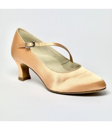 Scarpa da ballo donna standard cinturino trasversale raso carne suola bufalo tacco 50 rocchetto