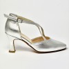 Scarpa da ballo donna ballo da sala liscio punta chiusa pelle argento suola cuoio tacco 70 rocchetto