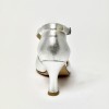 Scarpa da ballo donna ballo da sala liscio punta chiusa pelle argento suola cuoio tacco 70 rocchetto