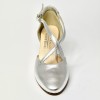 Scarpa da ballo donna ballo da sala liscio punta chiusa pelle argento suola cuoio tacco 70 rocchetto