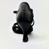 Scarpa da ballo donna latino liscio spuntata raso nero suola bufalo tacco 80 rocchetto