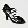 Scarpa da ballo donna latino liscio spuntata raso nero suola bufalo tacco 80 rocchetto