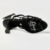 Scarpa da ballo donna latino liscio spuntata raso nero suola bufalo tacco 80 rocchetto