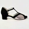 Scarpa da ballo donna latino liscio spuntata camoscio nero glitter arcobaleno suola cuoio tacco 40