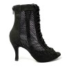 Stivaletto spuntato da ballo donna heels latino americano ballo da sala liscio rete camoscio nero suola bufalo tacco 85 stiletto