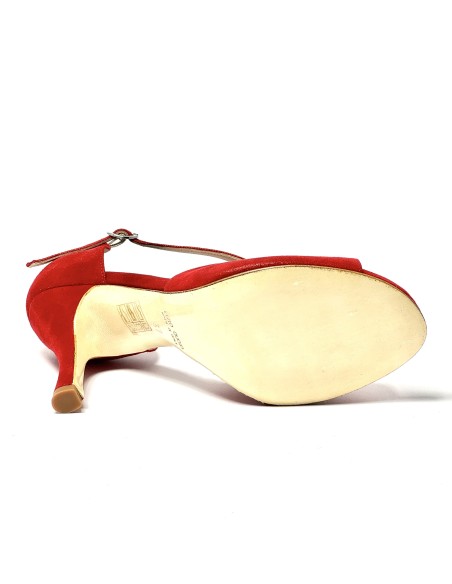 Scarpa da ballo donna tango argentino latino ballo da sala nabuk polverizzato rosso suola cuoio pomiciato tacco 90 stiletto