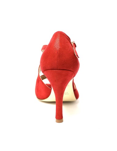 Scarpa da ballo donna tango argentino latino ballo da sala nabuk polverizzato rosso suola cuoio pomiciato tacco 90 stiletto