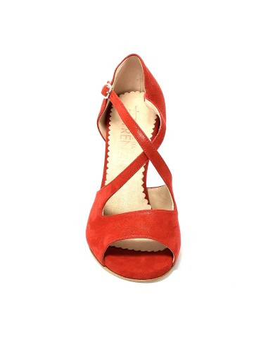 Scarpa da ballo donna tango argentino latino ballo da sala nabuk polverizzato rosso suola cuoio pomiciato tacco 90 stiletto
