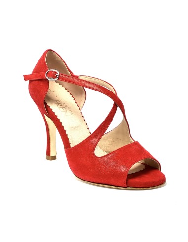 Scarpa da ballo donna tango argentino latino ballo da sala nabuk polverizzato rosso suola cuoio pomiciato tacco 90 stiletto