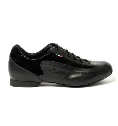 Sneakers da ballo per uomo latino americano tango argentino ballo da sala pelle camoscio nero suola intercambiabile  tacco 20