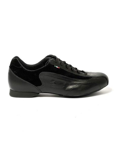Sneakers da ballo per uomo latino americano tango argentino ballo da sala pelle camoscio nero suola intercambiabile  tacco 20