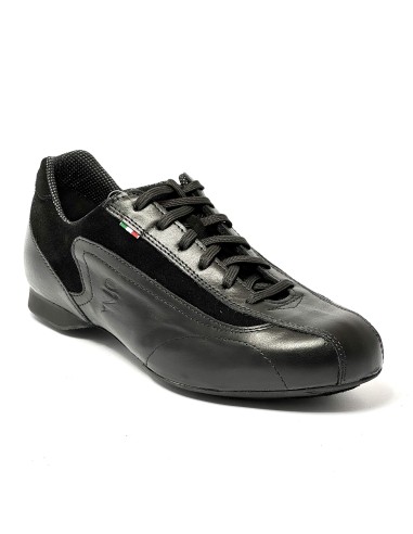 Sneakers da ballo per uomo latino americano tango argentino ballo da sala pelle camoscio nero suola intercambiabile  tacco 20