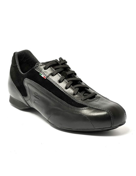 Sneakers da ballo per uomo latino americano tango argentino ballo da sala pelle camoscio nero suola intercambiabile  tacco 20