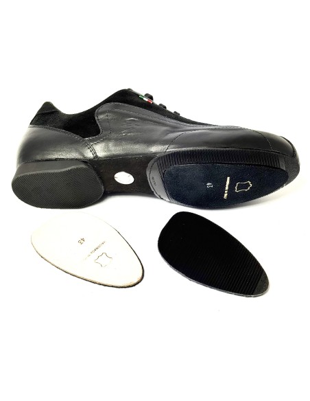 Sneakers da ballo per uomo latino americano tango argentino ballo da sala pelle camoscio nero suola intercambiabile  tacco 20