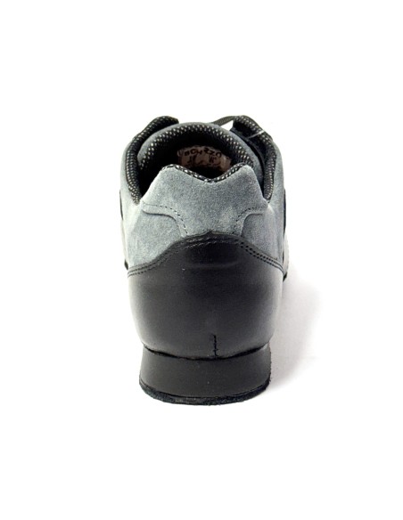 Sneakers da ballo uomo latino americano tango argentino ballo da sala liscio pelle nera camoscio grigio suola bufalo tacco 20