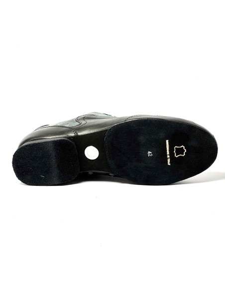 Sneakers da ballo uomo latino americano tango argentino ballo da sala liscio pelle nera camoscio grigio suola bufalo tacco 20