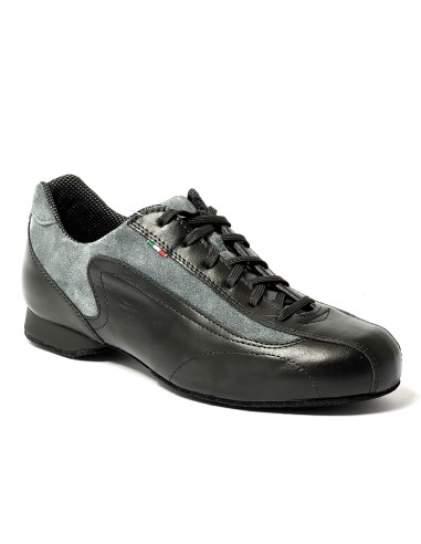 Sneakers da ballo uomo latino americano tango argentino ballo da sala liscio pelle nera camoscio grigio suola bufalo tacco 20