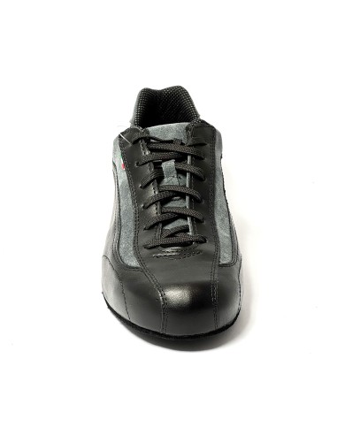 Sneakers da ballo uomo latino americano tango argentino ballo da sala liscio pelle nera camoscio grigio suola bufalo tacco 20