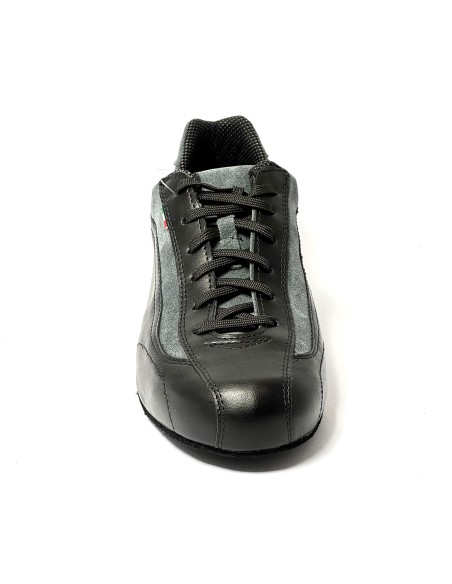 Sneakers da ballo uomo latino americano tango argentino ballo da sala liscio pelle nera camoscio grigio suola bufalo tacco 20