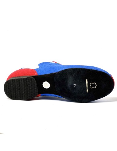 Sneakers da ballo uomo latino americano tango argentino ballo da sala tessuto bianco camoscio rosso blu suola bufalo tacco 20