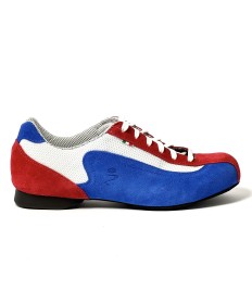 Sneakers da ballo uomo latino americano tango argentino ballo da sala tessuto bianco camoscio rosso blu suola bufalo tacco 20