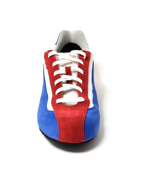 Sneakers da ballo uomo latino americano tango argentino ballo da sala tessuto bianco camoscio rosso blu suola bufalo tacco 20