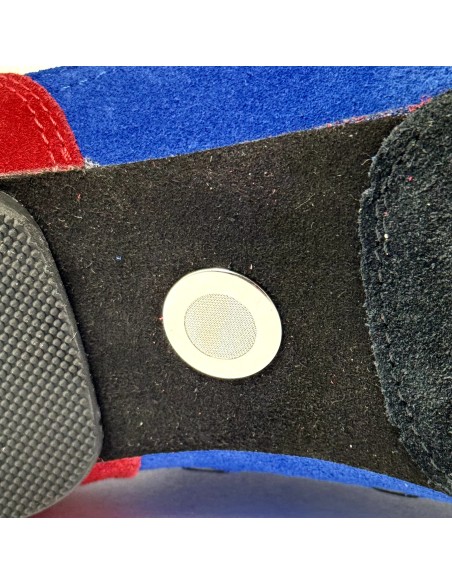 Sneakers da ballo uomo latino americano tango argentino ballo da sala tessuto bianco camoscio rosso blu suola bufalo tacco 20