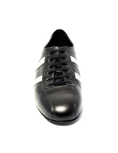 Sneakers pelle nero pelle argento suola gommina tacco 20
