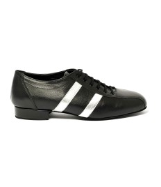 Sneakers pelle nero pelle argento suola gommina tacco 20