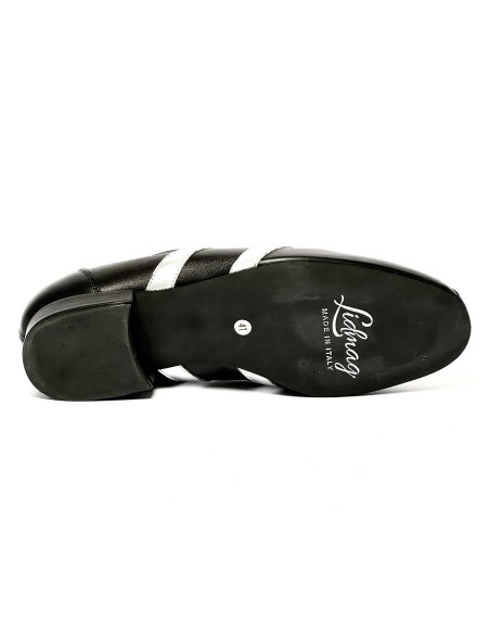 Sneakers pelle nero pelle argento suola gommina tacco 20